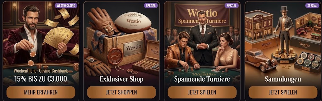Westia Casino app interface showcasing a selection of different casino games for players to choose from.